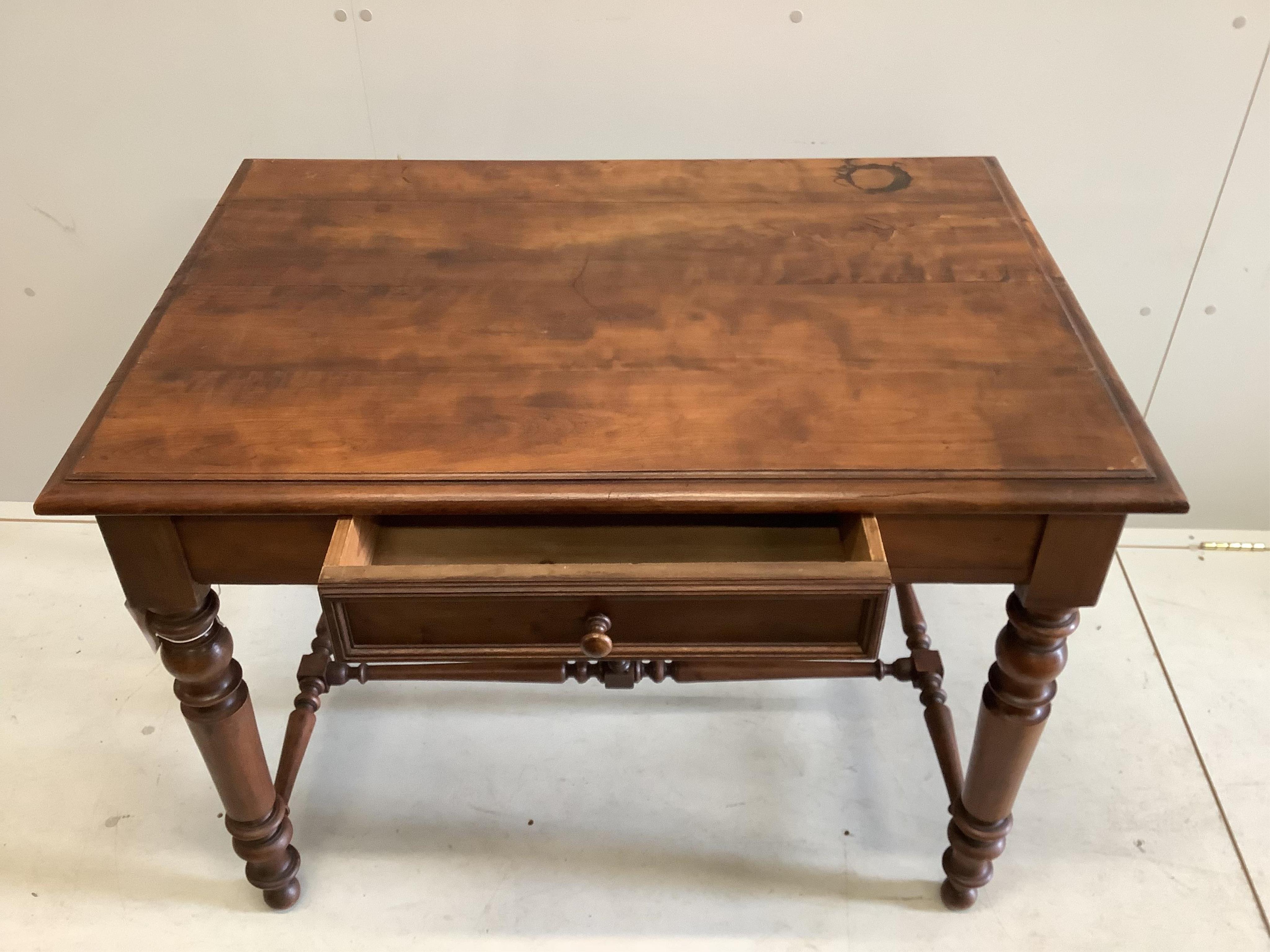 A rectangular hardwood single drawer side table, width 100cm, depth 70cm, height 76cm
